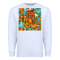 White thanksgiving turkey with tartan seamless pattern bbs Premium Sweatshirt - BundleAndBundleShop