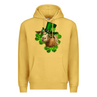 Antique Gold st. patrick's day goat clovers and leprechaun hat Premium Hoodie - RanaPortraitStore