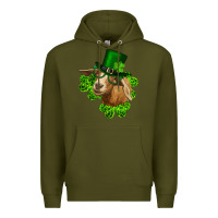 Army Green st. patrick's day goat clovers and leprechaun hat Premium Hoodie - RanaPortraitStore