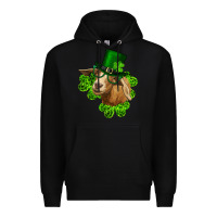 Black st. patrick's day goat clovers and leprechaun hat Premium Hoodie - RanaPortraitStore