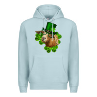 Blue Mist st. patrick's day goat clovers and leprechaun hat Premium Hoodie - RanaPortraitStore