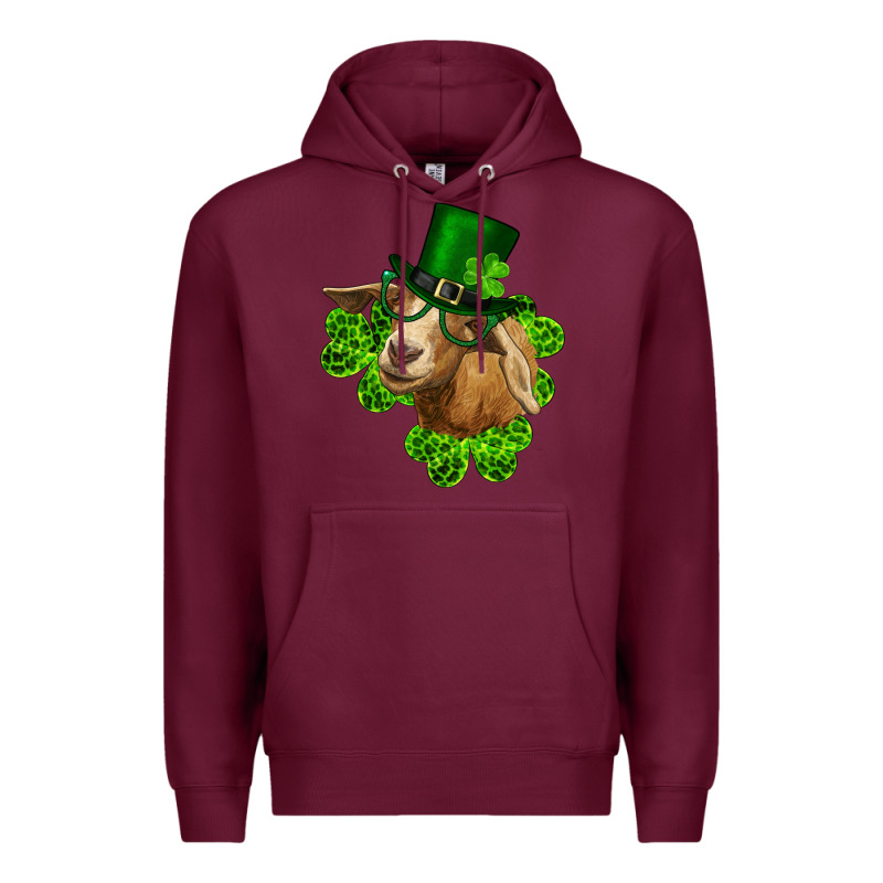 St. Patrick's Day Goat Clovers And Leprechaun Hat Premium Hoodie by RanaPortraitStore | Teevron