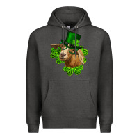 Charcoal Heather st. patrick's day goat clovers and leprechaun hat Premium Hoodie - RanaPortraitStore