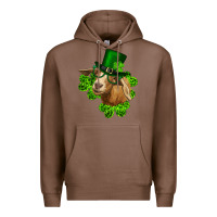 Chestnut st. patrick's day goat clovers and leprechaun hat Premium Hoodie - RanaPortraitStore