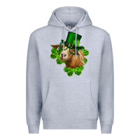 Heather Grey st. patrick's day goat clovers and leprechaun hat Premium Hoodie - RanaPortraitStore