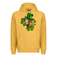 Mustard st. patrick's day goat clovers and leprechaun hat Premium Hoodie - RanaPortraitStore