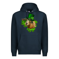 Navy st. patrick's day goat clovers and leprechaun hat Premium Hoodie - RanaPortraitStore