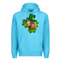 Ocean Blue st. patrick's day goat clovers and leprechaun hat Premium Hoodie - RanaPortraitStore