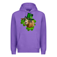 Purple st. patrick's day goat clovers and leprechaun hat Premium Hoodie - RanaPortraitStore