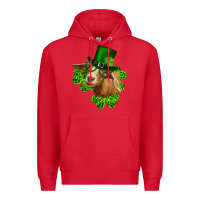 Red st. patrick's day goat clovers and leprechaun hat Premium Hoodie - RanaPortraitStore