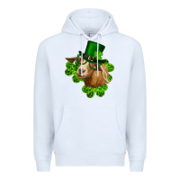 White st. patrick's day goat clovers and leprechaun hat Premium Hoodie - RanaPortraitStore