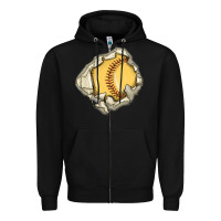 Black softball Zipper Hoodie - MaliasSmallBusiness