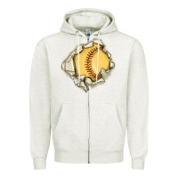 Oatmeal Heather softball Zipper Hoodie - MaliasSmallBusiness