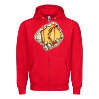 Red softball Zipper Hoodie - MaliasSmallBusiness