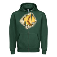 Sports Green softball Zipper Hoodie - MaliasSmallBusiness