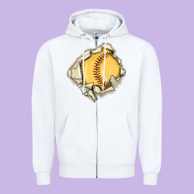 Softball Zipper Hoodie Designed By Maliassmallbusiness