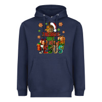 Navy The real gift is Jesus Heavyweight Hoodie - NancyCooperArtShop