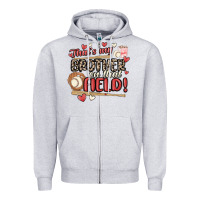 Heather Grey that's my brother on that field  baseball Zipper Hoodie - MaliasSmallBusiness