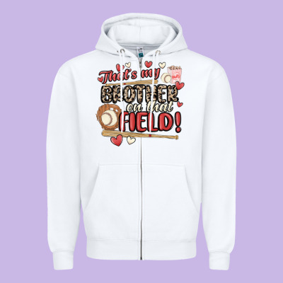 That's My Brother On That Field  Baseball Zipper Hoodie Designed By Maliassmallbusiness