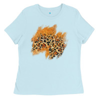 Baby Blue leopard glitter patch Ladies Tee - AdoDesignShop