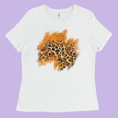 Leopard Glitter Patch Ladies Tee Designed By Adodesignshop