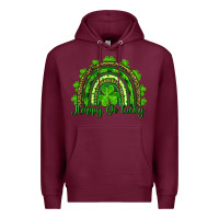 Burgundy Saint Patricks Day Happy Go Lucky Rainbow Premium Hoodie - RanaPortraitStore