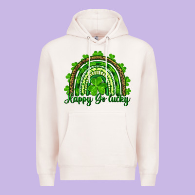 Saint Patricks Day Happy Go Lucky Rainbow Premium Hoodie Designed By Ranaportraitstore