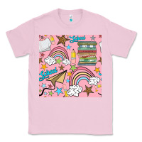 Bubblegum Pink school with rainbow seamless pattern Classic Tee - BundleAndBundleShop