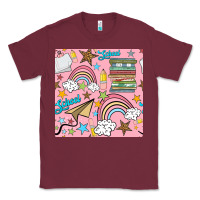 Burgundy school with rainbow seamless pattern Classic Tee - BundleAndBundleShop
