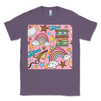 Lavender school with rainbow seamless pattern Classic Tee - BundleAndBundleShop