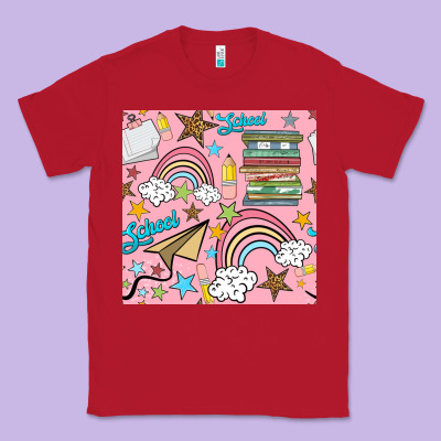 School With Rainbow Seamless Pattern Classic Tee Designed By Bundleandbundleshop