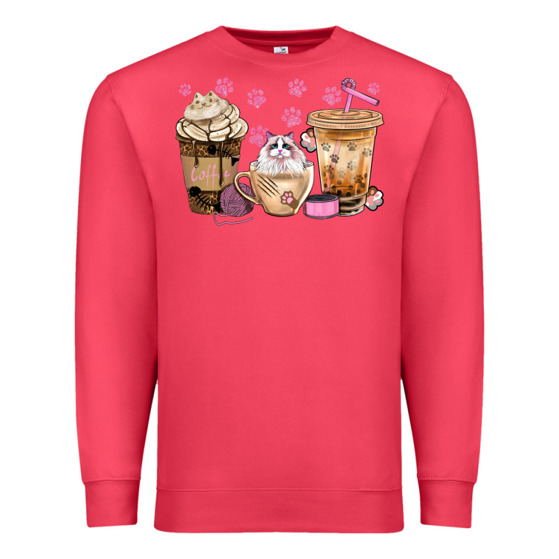 Cat Coffee Cups With Paw Bbs Premium Sweatshirt by BundleAndBundleShop | Teevron
