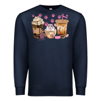 Navy cat coffee cups with paw bbs Premium Sweatshirt - BundleAndBundleShop