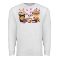 Oatmeal Heather cat coffee cups with paw bbs Premium Sweatshirt - BundleAndBundleShop