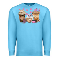 Ocean Blue cat coffee cups with paw bbs Premium Sweatshirt - BundleAndBundleShop