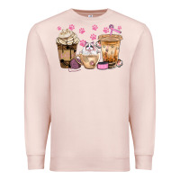 Pale Pink cat coffee cups with paw bbs Premium Sweatshirt - BundleAndBundleShop
