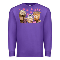 Purple cat coffee cups with paw bbs Premium Sweatshirt - BundleAndBundleShop