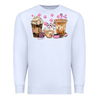 White cat coffee cups with paw bbs Premium Sweatshirt - BundleAndBundleShop
