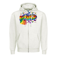 Oatmeal Heather pride Zipper Hoodie - MaliasSmallBusiness