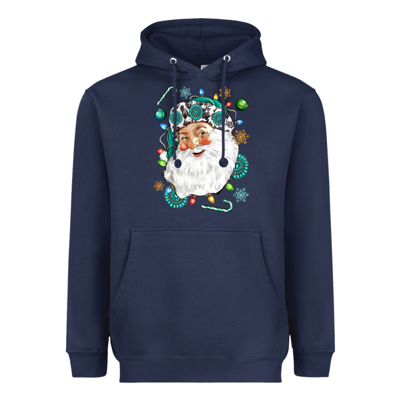 Western Santa Christmas Heavyweight Hoodie by NancyCooperArtShop | Teevron