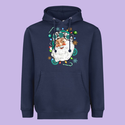 Western Santa Christmas Heavyweight Hoodie Designed By Nancycooperartshop