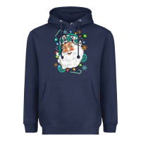 Navy Western Santa Christmas Heavyweight Hoodie - NancyCooperArtShop