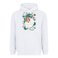 White Western Santa Christmas Heavyweight Hoodie - NancyCooperArtShop