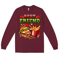 Burgundy best friend hamburger potatoes Long Sleeve Tee - AdoDesignShop