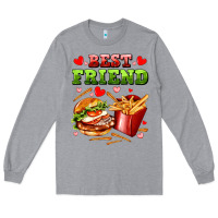 Heather Grey best friend hamburger potatoes Long Sleeve Tee - AdoDesignShop