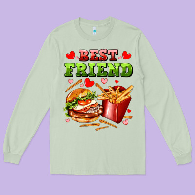 Best Friend Hamburger Potatoes Long Sleeve Tee Designed By Adodesignshop