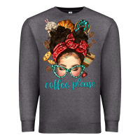 Charcoal Heather coffee please messy bun with coffee bean bbs Premium Sweatshirt - BundleAndBundleShop