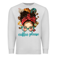 Dove Grey coffee please messy bun with coffee bean bbs Premium Sweatshirt - BundleAndBundleShop