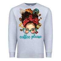 Heather Grey coffee please messy bun with coffee bean bbs Premium Sweatshirt - BundleAndBundleShop