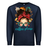 Navy coffee please messy bun with coffee bean bbs Premium Sweatshirt - BundleAndBundleShop